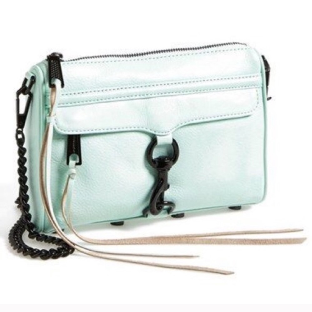 Rebecca Minkoff mini Mac mint green black hardware